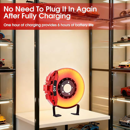 WILLBOND Gifts for Car Guys - Brake Disc LED Rechargeable Night Light Ambient Lamp with Touch Switch - Car Lovers Enthusiast Mechanic Valentines Gift for Him - Patent Pending(Red - Orange Yellow)