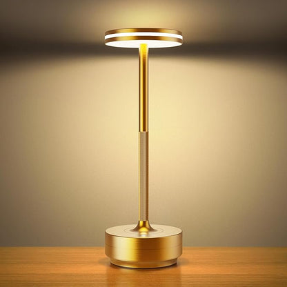 Hapfish Rechargeable Cordless Table Lamps, 5000mAh Battery Operated Lamp, 3 Color Modes, Dimmable, LED Table Lamps for Living Room,Outdoor, Dinner,Patio,Restaurant– Gold