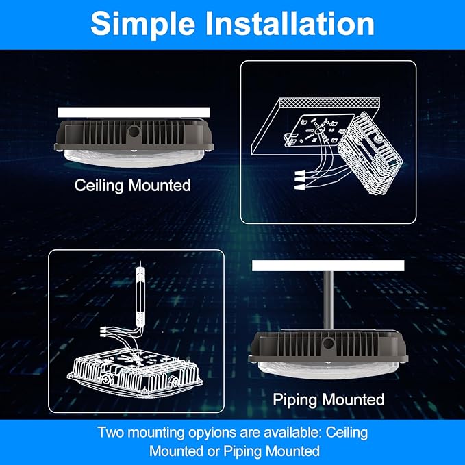120W LED Canopy Light for Gas Station Light, 18000lm 0-10V Dimmable 5000K LED Canopy Lights, IP65 Waterproof Commercial Canopy Lights for Outdoor Garage Warehouse Shop Carpor UL Listed, 4 Pack