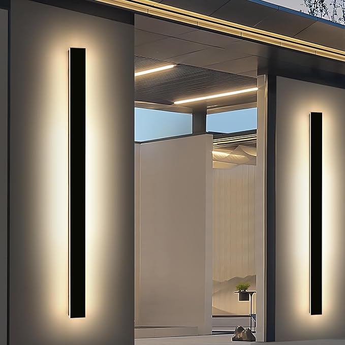 Mikeru 70.8inch Long LED Wall Light, 3000k-6000k Three Colors Switchable Modern Outdoor Wall Light Fixtures Acrylic Invisible Exterior Light for Porch Outdoor Wall Mount Lighting for House