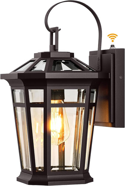 VIANIS Large Exterior Lighting Fixtures with Dawn to Dusk Sensor, Oil-Rubbed Bronze Front Porch Light, Waterproof ORB Outdoor Light Fixture, Aluminum Outside Wall Sconce for Garden, Entryway, Doorway