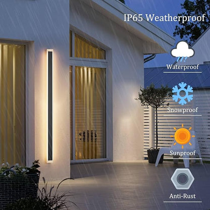 59in Long Outdoor LED Light IP65 Waterproof,Modern Exterior Wall Sconce Black 3000K for House Courtyard