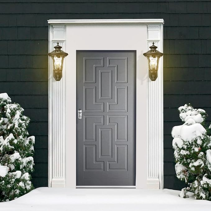 Outdoor Light Fixtures Wall Mount, Waterproof Exterior Wall Lanterns with Waer Ripple Glass, Outside Sconces, Front Porch Lights for House Garage Doorway Patio
