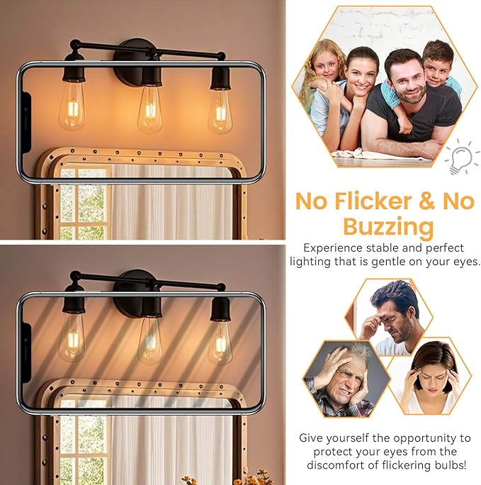 Brightever Dimmable Amber Light Bulbs 60 Watt Equivalent, 2200K Warm Light Vintage LED Edison Bulbs, 850LM, 90+CRI, 7W ST58 E26 LED Bulb, Clear Glass Antique Decorative Lights Bulb for Room, 6-Pack
