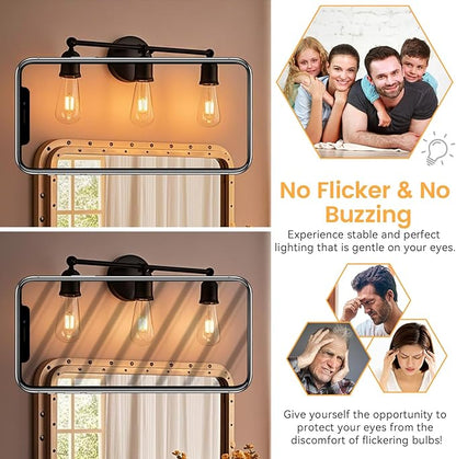 Brightever Dimmable Amber Light Bulbs 60 Watt Equivalent, 2200K Warm Light Vintage LED Edison Bulbs, 850LM, 90+CRI, 7W ST58 E26 LED Bulb, Clear Glass Antique Decorative Lights Bulb for Room, 6-Pack