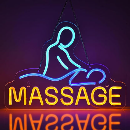 Massage Neon Sign Light up Sign Massage Room Business Signage Spa Salon Wellness Center 14"x17"Led Art Hanging Decorative Gifts Handmade LED Neon Tubing Signs