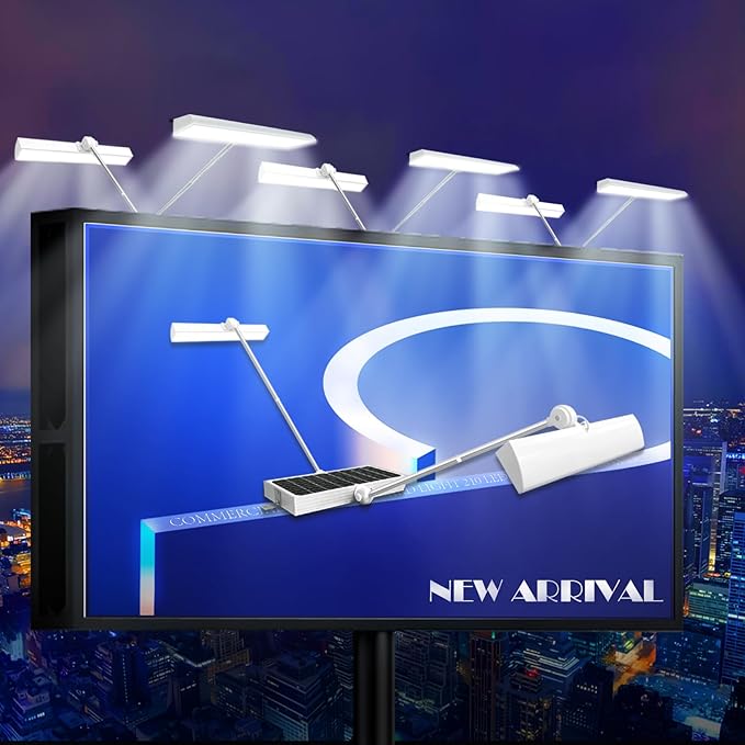 Outdoor Solar Sign Light, 420 LEDs, 5090 Lumens, 12000 mAh, IP65 Waterproof, Solar Powered Commercial Lights, For Real Estate Signs, Garden Walls, Large Store Sign Lighting