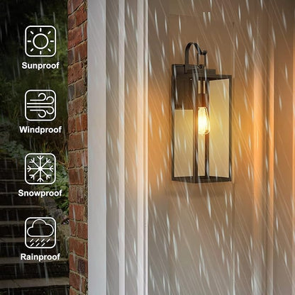 Pia Ricco Extra Large Size Outdoor Wall Lights, 22.5 Inch Matte Black Oversized Exterior Light Fixture with Clear Glass Shade, Front Porch Lighting, Modern Sconce Lantern for House, Garage, ETL Listed