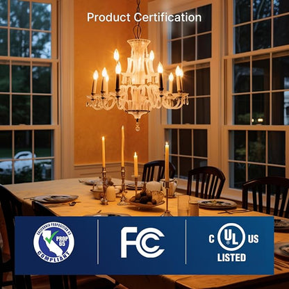 FLSNT Amber LED Candelabra Light Bulbs 40W Equivalent, B11 E12 LED Chandelier Bulbs, 2200K Warm White, Dimmable, 330LM, 48 Pack UL,CA65 Listed.