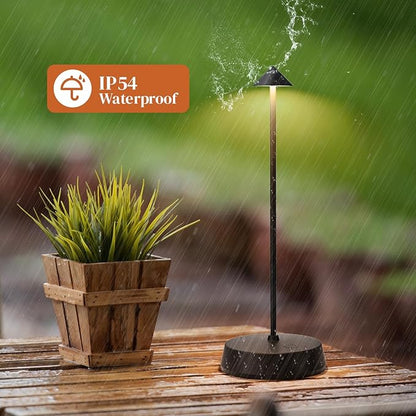 Cordless Table Lamp Rechargeable, Battery Operated 6000mAh Desk Lamp Touch Dimmable Lamp Outdoor Waterproof Portable Wireless Table Light, Small Table Lamp for Restaurant Bar/Outdoor(Black)
