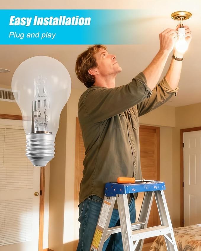 ULZOZN A55 E27 53W Bulb 220V 2700K Fit for Desk Lamps and Enclosed Fixtures with A55 Light Type, Transparent, 10Pcs