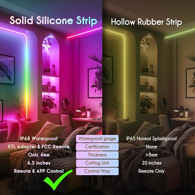 Shine Decor IP68 LED Strip Light 32.8 FT, DC 24V RGB+IC LED Strip Lights, Outdoor Rope Lights with Remote APP Control Music Sync, Color Chasing LED Lights Strip for Chrismas, Pool, Home Decor
