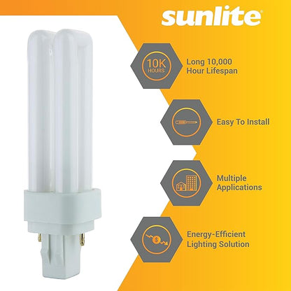 Sunlite 40542 PLD13/SP50K/10PK Double Twin Tube Compact Fluorescent Lamp, PLD 2-Pin, 13 Watts, 660 Lumens, 5000K Daylight, 2-Pin (GX23-2) Base, 10 Pack