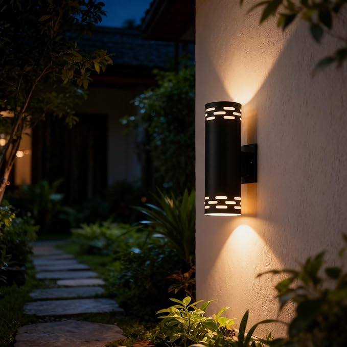Modern Outdoor Wall Lights,Stainless Steel, 23W 3000K Integrated LED Cylinder Up Down Wall Sconce Porch Lighting IP65 Waterproof Patio Wall Light Fixture for House Porch Entryway