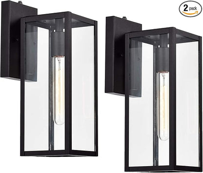 MICSIU Dusk to Dawn Outdoor Wall Sconce 2 Pack, 14.5 Inch Black Exterior Wall Mount Light Fixtures, Farmhouse Outside Lights for House, Garage, Porch, Patio, Yard, Hallway