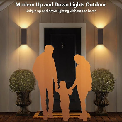 KIZON Outdoor Wall Lights with Dusk to Dawn Sensor 2 Pack, Modern Outdoor Sconce Lights with Oil Rubbed Bronze Finish, Aluminum Exterior Lighting Fixtures for House Porch, ETL Listed