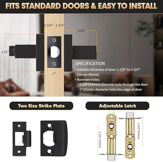 Privacy Door Levers, 6 Pack Oil Rubbed Bronze Door Handles Interior Heavy Duty Bed and Bath Keyless Door Locksets, Reversible for Left Right Handed Doors