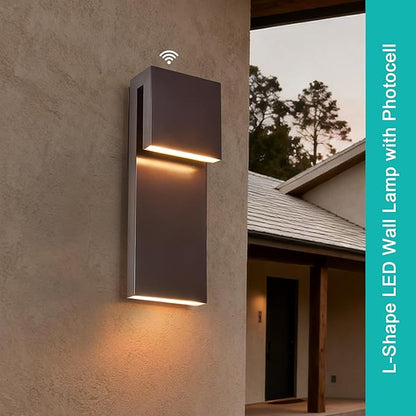 15IN Outdoor Wall Sconce Fixture,Dusk to Dawn Patio Lights,Waterproof Exterior Lamp,Modern Wall Mounted with 17W 3000K LED, Bronze Finish,Outside Lights for House Front Door Entryway
