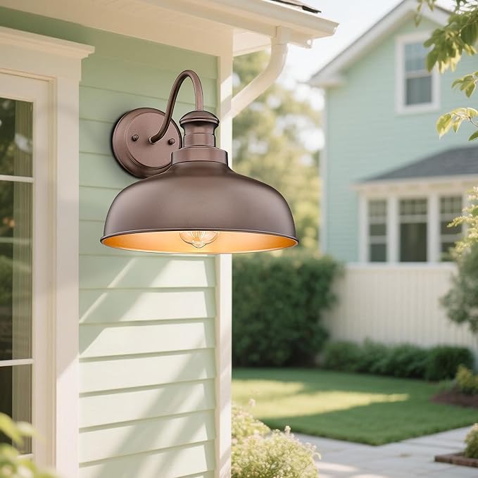 Outdoor Wall Light Fixture, Farmhouse Barn Light, Farmhouse Weatherproof Exterior Wall Sconce, Anti-Rust Outside Lantern Lamp for Porch, Patio, Garage(Oil-Rubbed Bronze, Regular-4Pack)