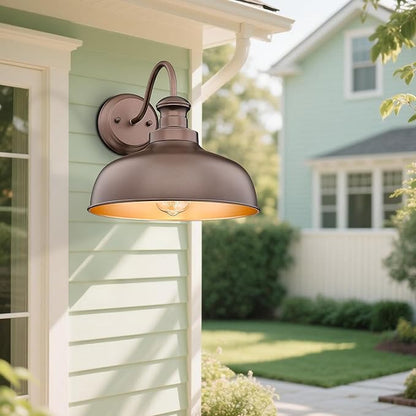 Outdoor Wall Light Fixture, Farmhouse Barn Light, Farmhouse Weatherproof Exterior Wall Sconce, Anti-Rust Outside Lantern Lamp for Porch, Patio, Garage (Oil-Rubbed Bronze, Regular-3Pack)