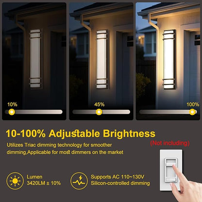 10%-100% Dimmable Outdoor Wall Lights, LED 3000k 4500K 6000k Exterior Light Fixture, IP65 Waterproof, Matt Black Wall Lighting for House Porch Patio(1Pack)