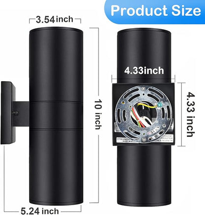 wowlite RGB Up Down Outdoor Wall Lights 2 Pack, 1200LM Smart Cylinder Outdoor Lights for House, Color Changing Exterior Lighting Fixtures APP Control Works with Alexa, IP65 Waterproof Porch Light