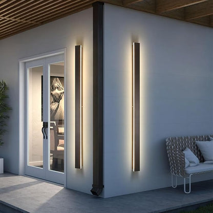 Modern Outdoor Wall Light, 2pack 70.8inch Black Exterior Lighting Fixture Wall Mount, IP65 Waterproof 3000K Porch Lights Wall Sconce,Long LED Linear Outside Lighting for House,Garage