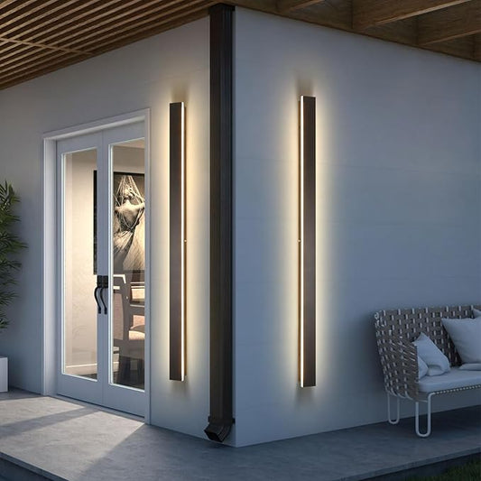 Modern Outdoor Wall Light, 2pack 70.8inch Black Exterior Lighting Fixture Wall Mount, IP65 Waterproof 3000K Porch Lights Wall Sconce,Long LED Linear Outside Lighting for House,Garage