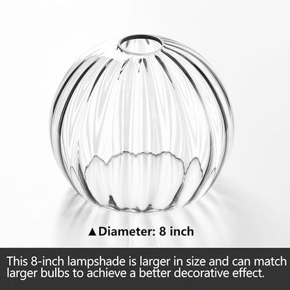Clear Glass Shade,Replacement Globe & Cover for Lighting Fixture, 8" Diameter, Replacement with 1.65 Inch Fitter for Wall Lamps Chandeliers or Ceiling Light (1, 8Inch - Clear Glass)
