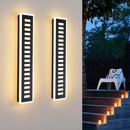 2-Pack Outdoor Wall Light LED 24W 23.6in Long - Black Metal Waterproof Modern Exterior Lighting Fixture,Frosted Acrylic Porch Sconce,for Patio,Garage,Courtyard (3000K-6000K)