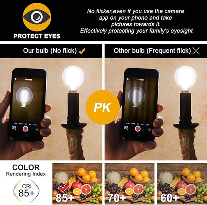Leools e12 led Bulb dimmable g16.5 Light Bulb 6W Equal 60 Watt 600lm AC120V e12 Candelabra 60 Watt for Chandeliers,Ceiling Fan,Vanity Soft White 3000K Globe e12 Bulbs 6Pack