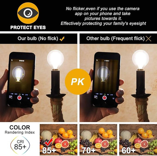 Leools E12 Frosted LED Bulbs, 40W Candelabra Dimmable Chandelier Light Bulbs 2700K Warm White G16.5 4W E12 g50 Vintage Globe LED Filament Edison Candle Bulb with Decorative 6Pack
