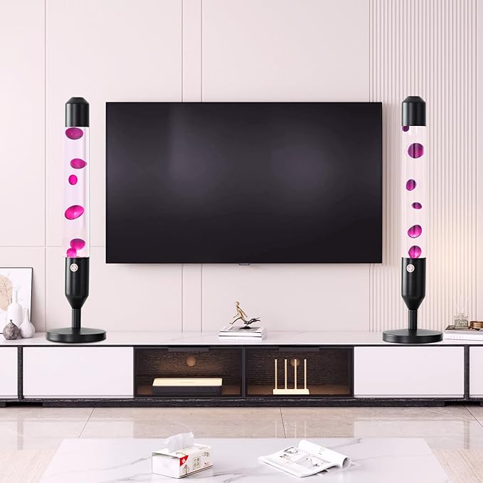 24.4-Inch Relaxing Liquid Motion Lamps,Magma Lamps, Home Decor Living Room Office Bedroom Lamp (Purple Wax White Water/Black)