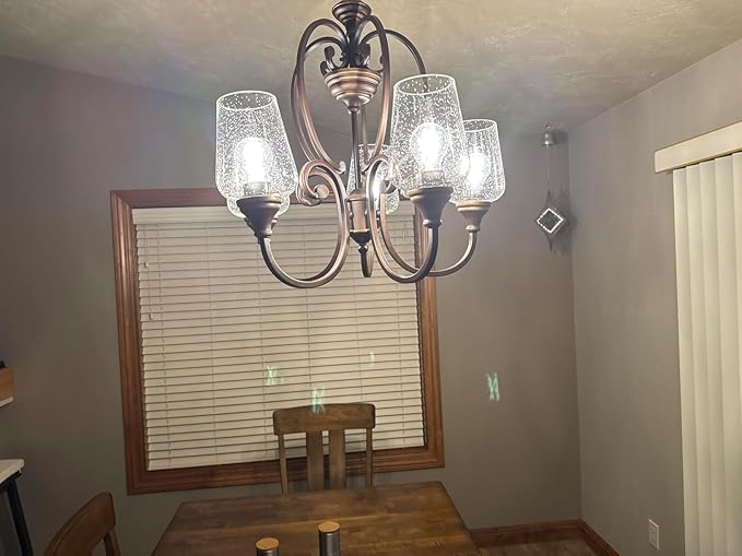 Wine Glass Lamp Shade for Light Fixture, 6.3" Height, 1-5/8 Inch Fitter, 3 Pack Clear Seeded Bubble Effect Glass Shade Replacement Globe