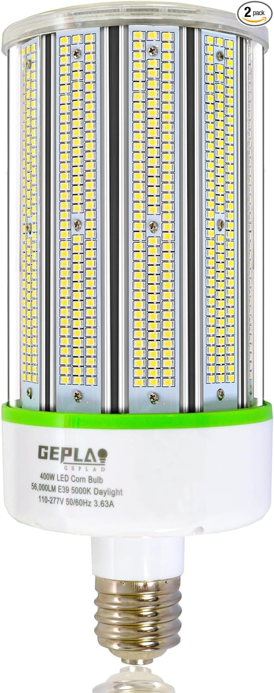 GEPLAD 400W LED Corn Cob Light Bulb, E39 Mogul Base Bulbs, 5000K Daylight 56,000LM(Eqv.1,200w Mh/Hps/Hid), for Street, Shop,Warehouse,Park lot Lighting(Non-Dimmable)