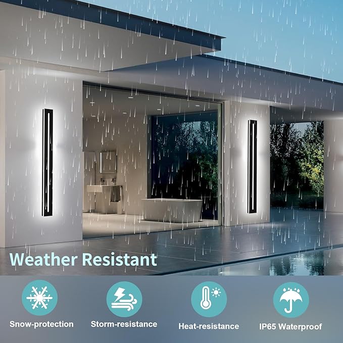 Outdoor Wall Light Exterior Wall Sconce 2 Pack Long LED Linear Exterior Light Wall Mount 60 Inch 5CCT Dimmable LED IP65 Waterproof Outdoor Wall Lamp Modern Porch Patio Entrance House Lighting