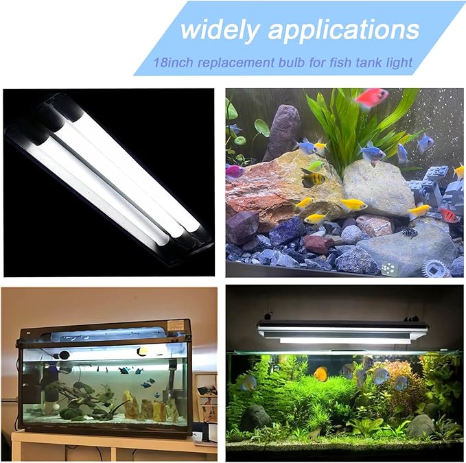 18'' Full Spectrum Daylight 15Watt Aquarium and Plant Light Bulb,Bright White 6500k Fish Tank Fluorescent Tube, Ra83+ High Color Rendering Index