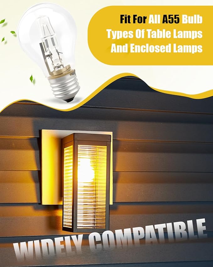 A55 E27 Halogen Lamp 220V 53W 96 * 55mm 2700K Halogen Bulb Clear Replacement Fit for Incandescent Lamp(53W),10PCS