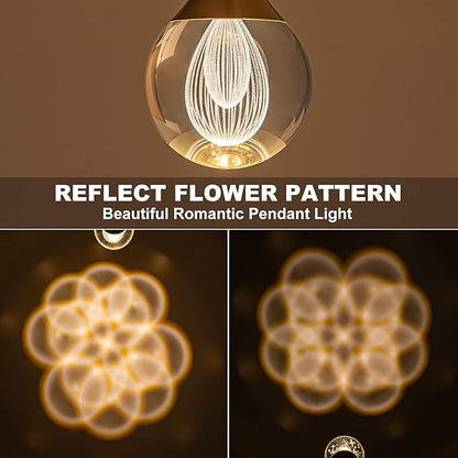1-Light Teardrop Crystal Pendant Light, Mini LED Crystal Globe Hanging Light Fixture, Modern Ceiling Pendant Lighting for Kitchen Island Dining Room Bedroom Bar 3000K 8W Brush Nickel