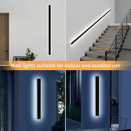 Mikeru 47.2" Outdoor Wall Sconce 6000K Cool White - IP65 Waterproof Black Exterior Light, Hardwired Wall Mounted Fixture for Porch, Patio & Entryway | Non-Dimmable Weatherproof Design