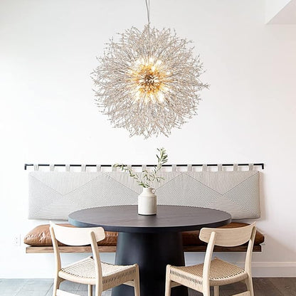 Large Fireworks Crystal Chandelier, 16-Light Gold Dandelion Pendant Lighting Fixtures, 80W LED Crystal Sputnik Hanging Lights for Hallway Living Room Bedroom