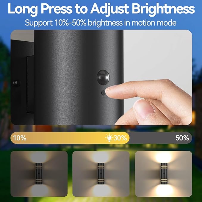 SHlMR Motion Sensor Outdoor Lights, Modern Dusk to Dawn Outdoor Lighting Wall Mount with Bulbs, Black Exterior Sconce Aluminum Up and Down Waterproof Motion Detector Lights for Outside, ETL Listed