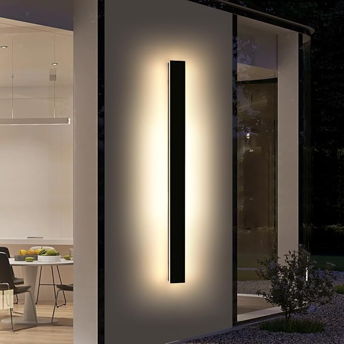 Modern Outdoor Wall Light Fixture, 57inch Long Linear LED Sconces, 3 Color 3000K/4500K/6000K, IP65 Waterproof, 50W, White Acrylic, Exterior Wall Mount Lighting for House, Patio, Garage