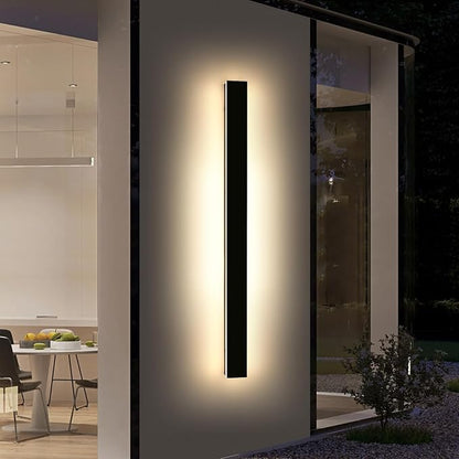 57inch Modern LED Wall Sconce, Black Outdoor Wall Light, 3000K Warm White, 50W, IP65 Waterproof, Long Linear Wall Mount Lighting, Outside Exterior Lights for Garage, Patio, Garden