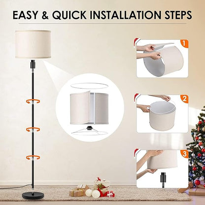 Modern Floor Lamps for Living Room Bedroom, Small Standing Lamp with Lampshade, Simple 58" Tall Lamp, Foot Pedal Switch, Black Floor Lamp for Office/Classroom/Kids Room (Bulbs Not Including)