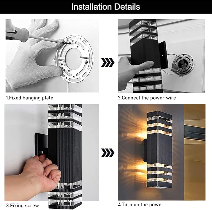 6Pack 18inch LED Square Up & Down Wall Lights,24W Outdoor Wall Light 4000K Day White Aluminum Body Waterproof IP65 LED Exterior Light Fixtures Wall Mount for House Patio Garage Garden