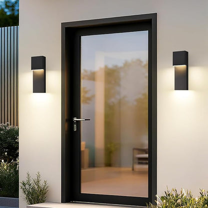 tewei Modern LED Outdoor Wall Sconce, 15'' 20W Outdoor Light Fixture Exterior Wall Lights, Black LED Front Porch Lights Outside Wall Mount Lighting for House, Backyard, Warm White 3000K, 1 Pack