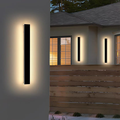 2 Pack Outdoor Wall Light Fixture, 39.3inch Modern Wall Sconce, IP65 Waterproof Dimmable 3000K-6000K with Remote Control, Outside Porch Lighting for Fence, Patio, Yard, Garage