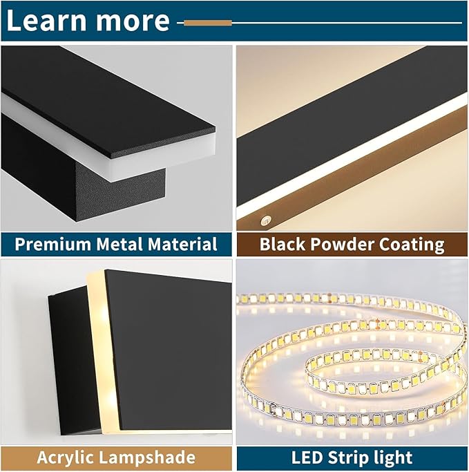 Outdoor Wall Sconces, 31.4 inch LED Modern Wall Lights Fixture, 3000K Warm White, IP65 Waterproof, Black Linear Long Strip Wall Lamp Lighting for Patio Garage Front Door