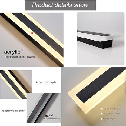 2 Pack-59INCH Long Outdoor LED Wall Lights,45W Waterproof IP65 Warm White led Wall Light Rectangular Black Wall Light,led Porch Lights Outdoor Wall Elegant Frosted White Acrylic Anti Rust